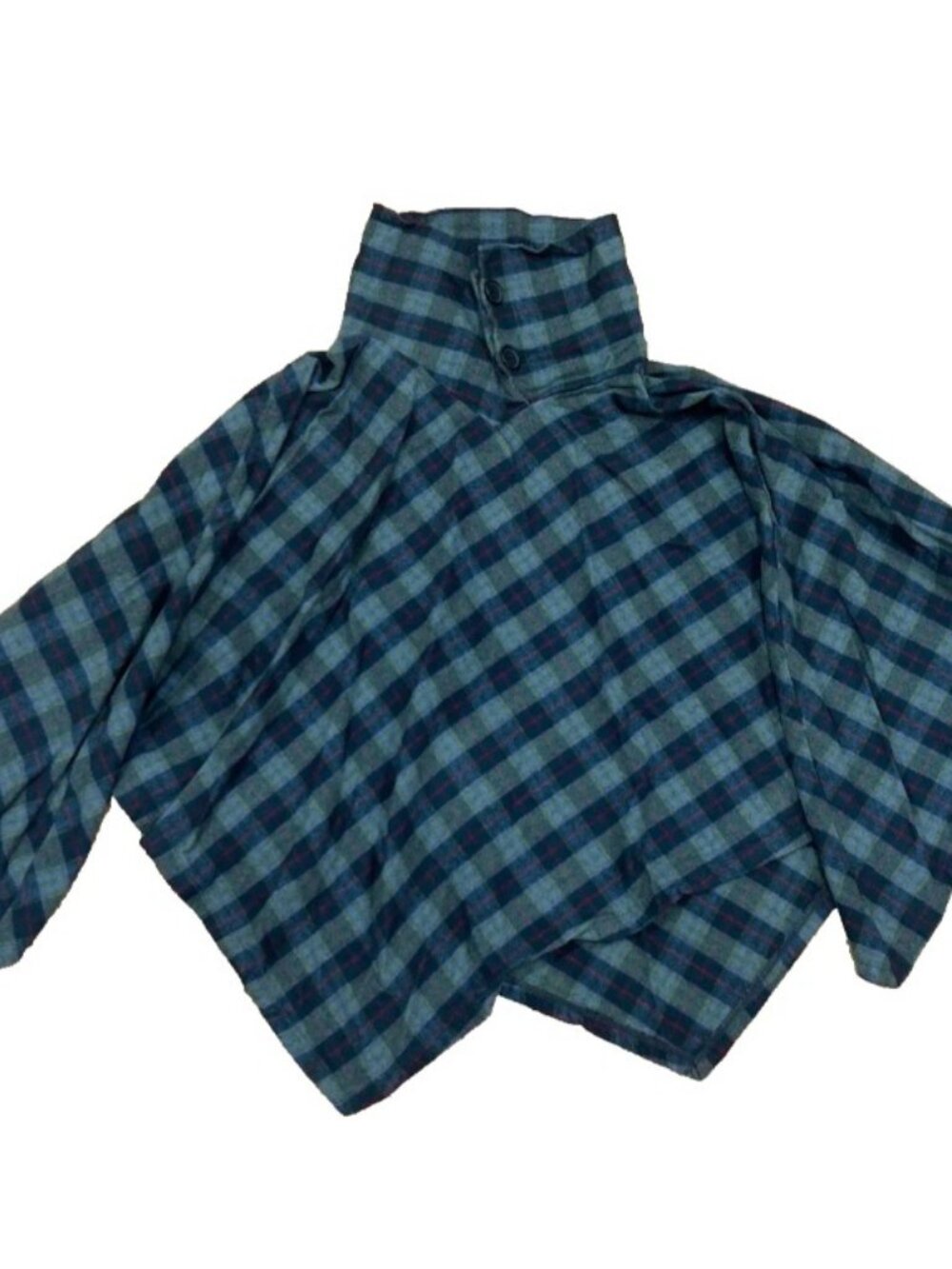 Vermont Flannel Co NWT Plaid Poncho Shawl Cape Green Red Cabincore USA Sz S/M